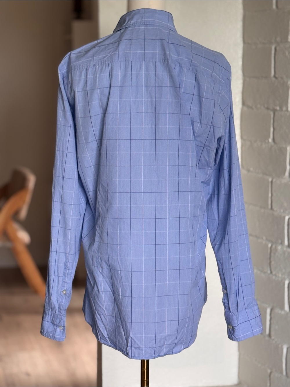 BOSS Hugo Boss Slim Fit Blue Windowpane Button Down Shirt - Picture 4 of 11
